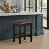 Flint Counter Stool, Faux Leather Seat, 24" High,  Dark Brown Wood
