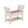 Sime 36" Accent Bench, X-Panel and Storage, Ivory White Mahogany