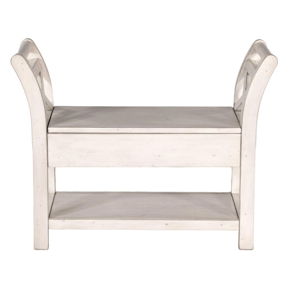 Sime 36’’ Accent Bench X-Panel and Storage Ivory White Mahogany BM324917