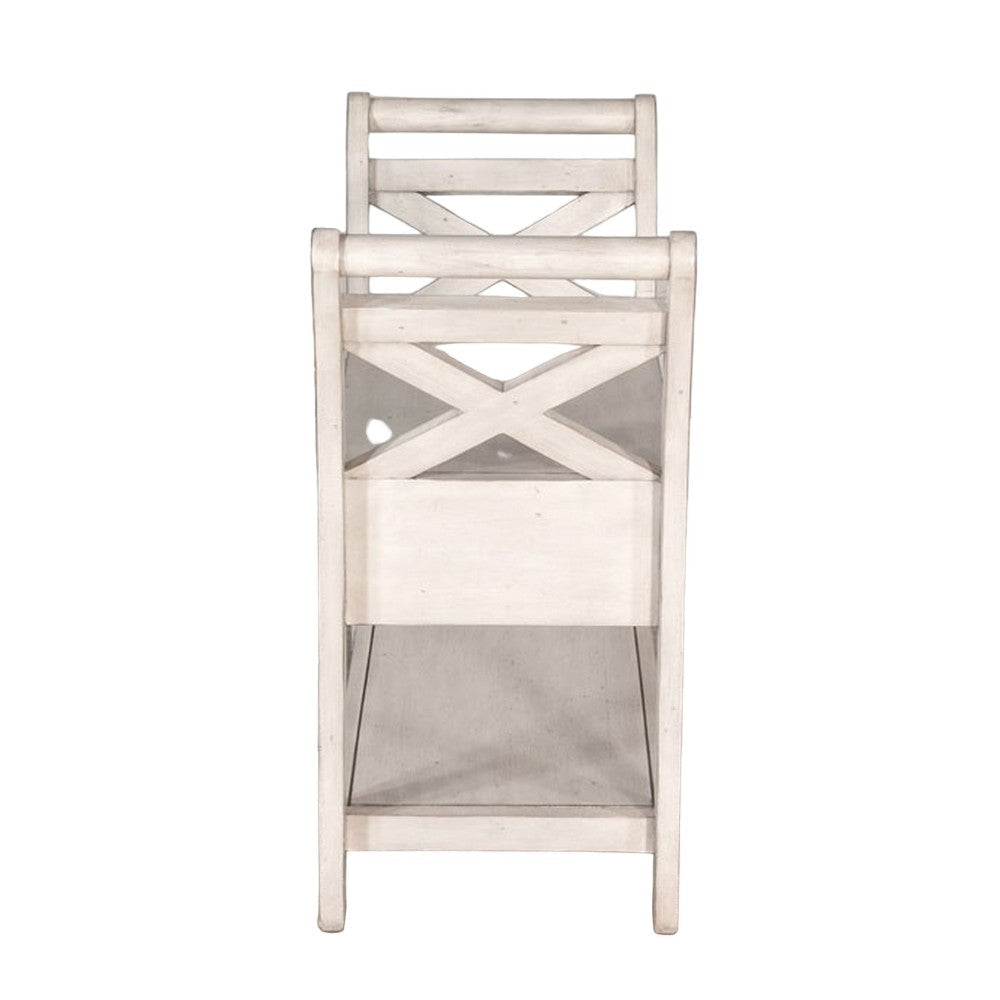 Sime 36’’ Accent Bench X-Panel and Storage Ivory White Mahogany BM324917