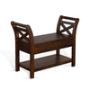 Flint 36" Accent Bench with X-Panel, Storage, Dark Brown Mahogany