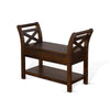 Flint 36’’ Accent Bench with X-Panel Storage Dark Brown Mahogany BM324918