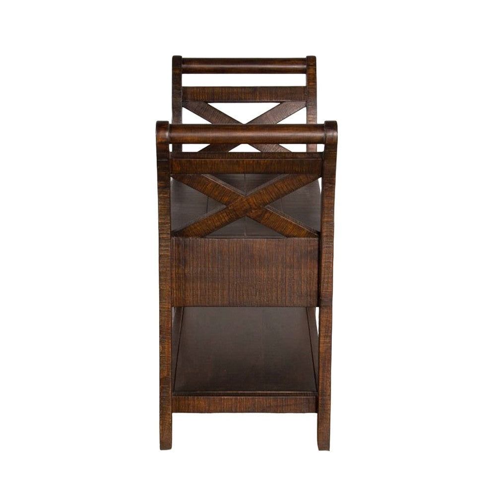 Flint 36’’ Accent Bench with X-Panel Storage Dark Brown Mahogany BM324918