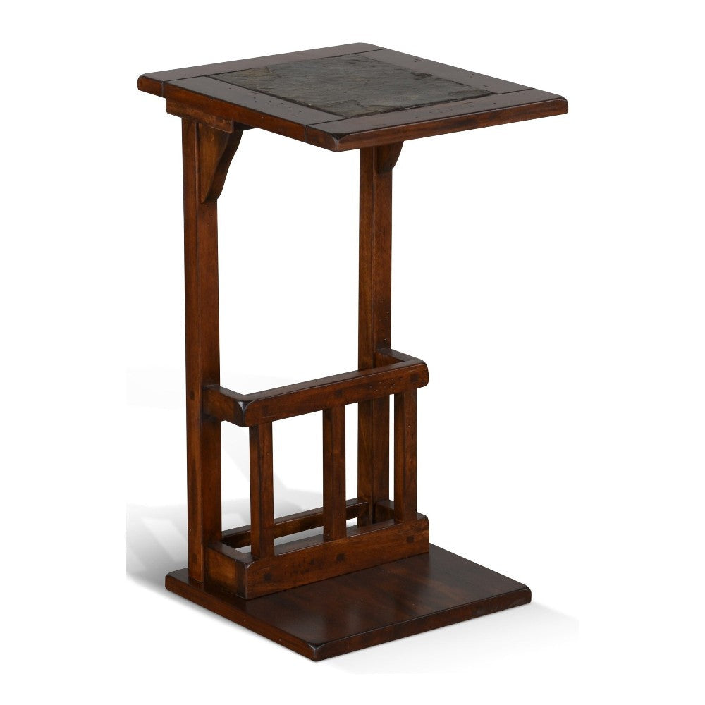 Jenne Sofa Side Table with Holder 13’’ Top Dark Brown Mindi Wood BM324919