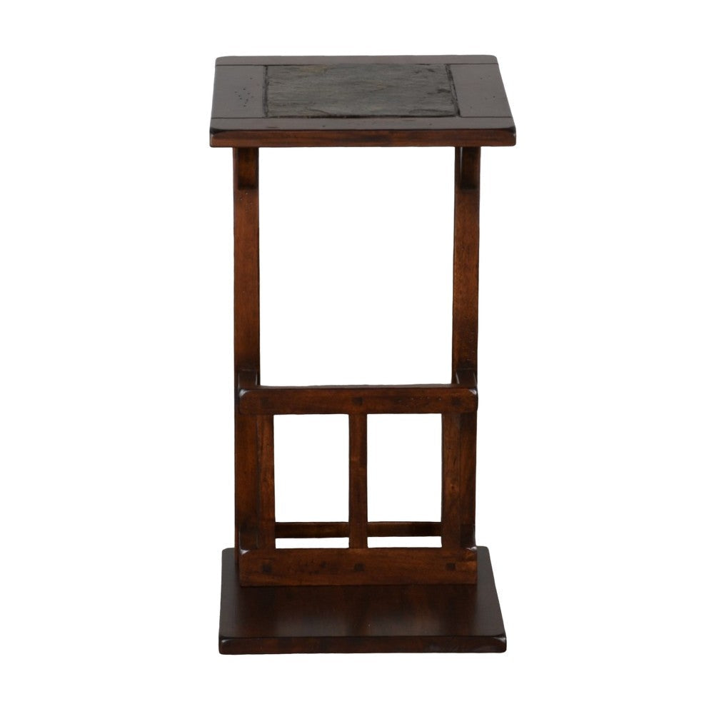 Jenne Sofa Side Table with Holder 13’’ Top Dark Brown Mindi Wood BM324919
