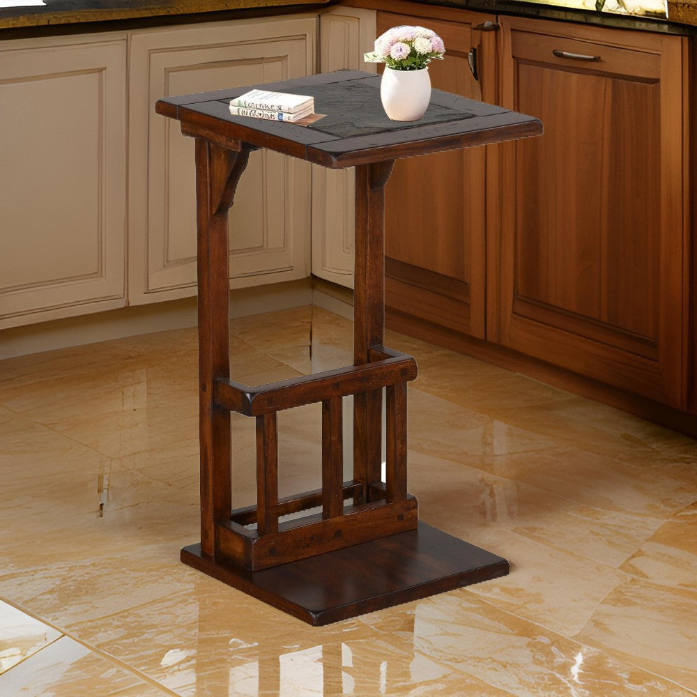 Odel Side Table with Magazine Rack, 13" Top, Brown Mahogany Wood