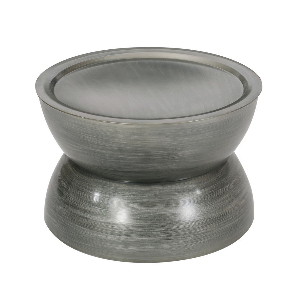 Accent Coffee Table, 25" Hourglass Accent Shape, Gray Hammered Finish