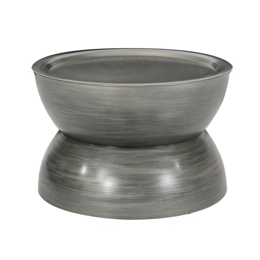 Accent Coffee Table, 25" Hourglass Accent Shape, Gray Hammered Finish