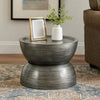 Accent Coffee Table, 25" Hourglass Accent Shape, Gray Hammered Finish