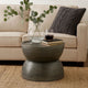 Accent Coffee Table, 25" Hourglass Accent Shape, Gray Hammered Finish