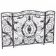 Fireplace Mesh Screen, Scrollwork Design, Iron w Black, Silver Finish