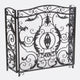 Fireplace Mesh Screen Scrollwork Design Iron w Black Silver Finish BM324925
