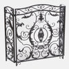 Fireplace Mesh Screen, Scrollwork Design, Iron w Black, Silver Finish