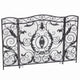 Fireplace Mesh Screen, Scrollwork Design, Iron w Black, Silver Finish