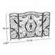 Fireplace Mesh Screen, Scrollwork Design, Iron w Black, Silver Finish