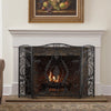 Fireplace Mesh Screen, Scrollwork Design, Iron w Black, Silver Finish