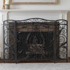 Fireplace Mesh Screen, Scrollwork Design, Iron w Black, Silver Finish