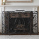 Fireplace Mesh Screen, Scrollwork Design, Iron w Black, Silver Finish