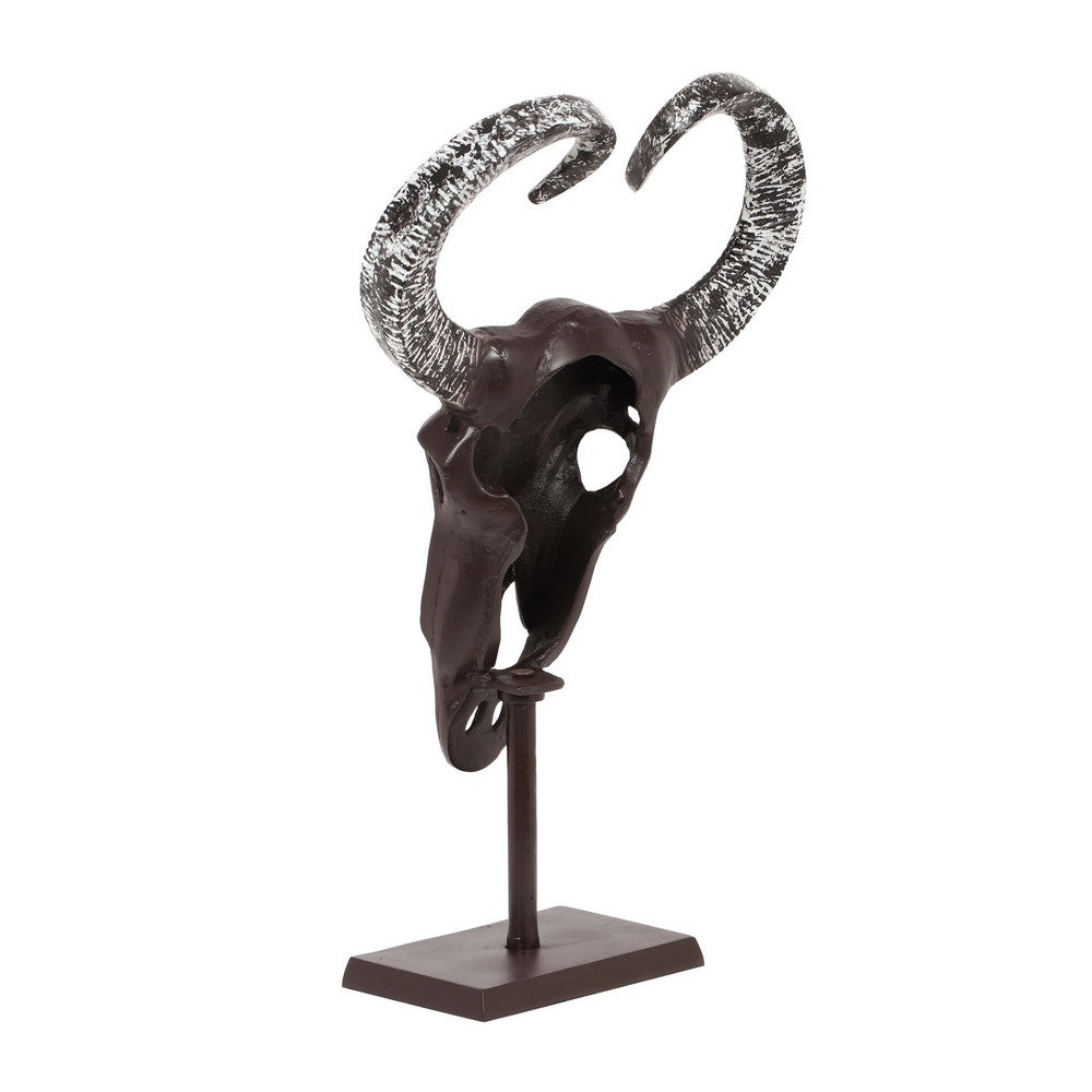 Tabletop Decor, Taurus Head on Stand, 25" Bronze Aluminum Finish