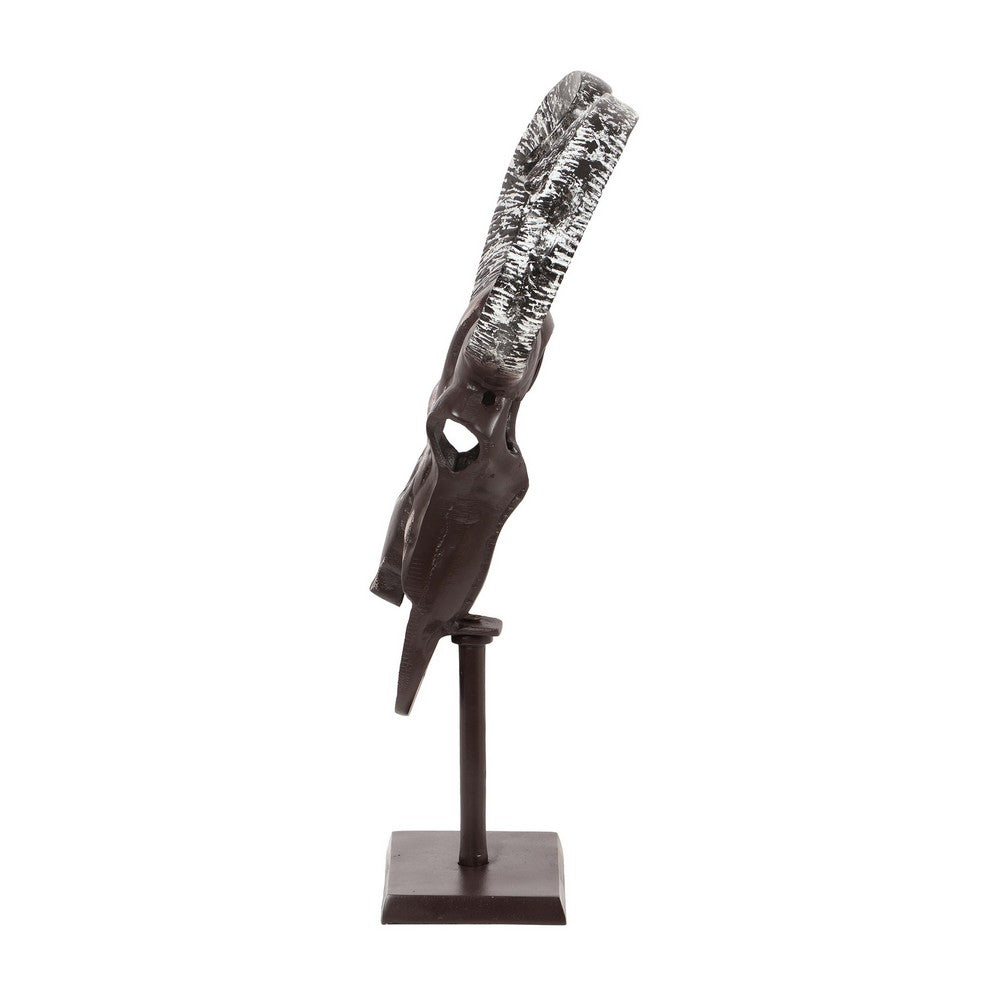 Tabletop Decor, Taurus Head on Stand, 25" Bronze Aluminum Finish