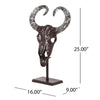 Tabletop Decor Taurus Head on Stand 25’’ Bronze Aluminum Finish BM324926