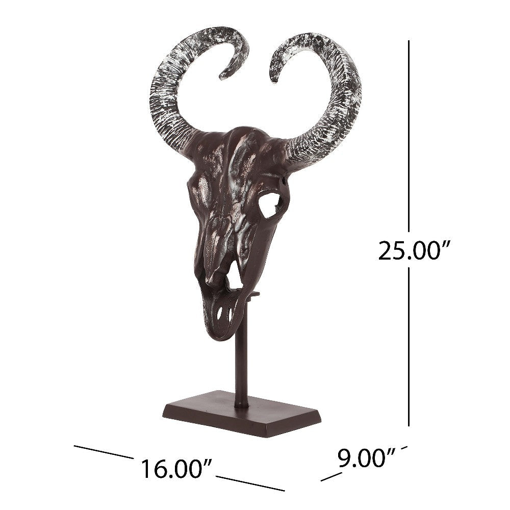 Tabletop Decor Taurus Head on Stand 25’’ Bronze Aluminum Finish BM324926