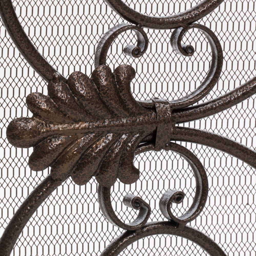Fireplace Screen, Scrollwork Design, Iron, 45x35 Black and Gold Finish