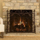 Fireplace Screen, Scrollwork Design, Iron, 45x35 Black and Gold Finish