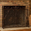Fireplace Screen, Scrollwork Design, Iron, 45x35 Black and Gold Finish