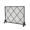 Fireplace Screen, Classic Diamond Shape with Mesh, 41x32 Black Finish