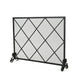 Fireplace Screen, Classic Diamond Shape with Mesh, 41x32 Black Finish
