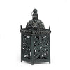 Sus Candle Holder Lantern, 15" Dome Shaped Lid, Black Iron Metal Cover