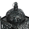 Sus Candle Holder Lantern, 15" Dome Shaped Lid, Black Iron Metal Cover