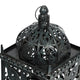 Sus Candle Holder Lantern, 15" Dome Shaped Lid, Black Iron Metal Cover