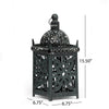 Sus Candle Holder Lantern, 15" Dome Shaped Lid, Black Iron Metal Cover