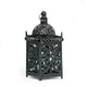 Sus Candle Holder Lantern, 15" Dome Shaped Lid, Black Iron Metal Cover