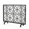 Fireplace Screen, Overlapping Circles w Mesh, 41x31 Matte Black Frame