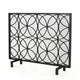 Fireplace Screen, Overlapping Circles w Mesh, 41x31 Matte Black Frame