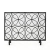 Fireplace Screen Overlapping Circles w Mesh 41x31 Matte Black Frame BM324940