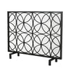 Fireplace Screen Overlapping Circles w Mesh 41x31 Matte Black Frame BM324940