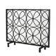 Fireplace Screen Overlapping Circles w Mesh 41x31 Matte Black Frame BM324940