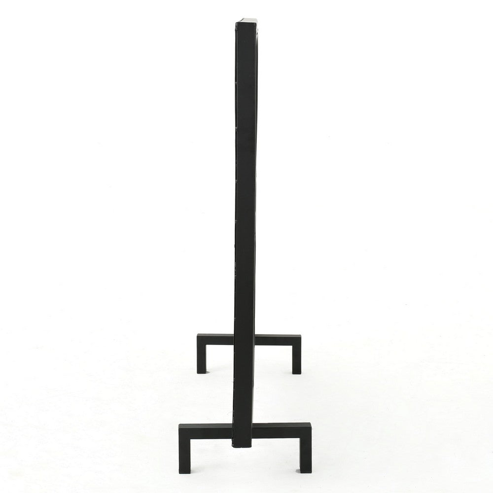 Fireplace Screen, Overlapping Circles w Mesh, 41x31 Matte Black Frame