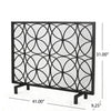 Fireplace Screen Overlapping Circles w Mesh 41x31 Matte Black Frame BM324940