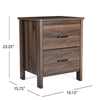 Nightstand 2 Drawers Bar Handles 23’’ Brown Moisture Resistant BM324944