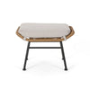 Margo Outdoor Ottoman Set of 2, 24" Black Iron Legs, Brown and Beige