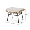 Margo Outdoor Ottoman Set of 2, 24" Black Iron Legs, Brown and Beige