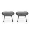 Margo Outdoor Ottoman Set of 2 24’’ Black Iron Legs Gray Cushion
