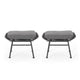 Margo Outdoor Ottoman Set of 2 24’’ Black Iron Legs Gray Cushion