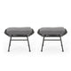 Margo Outdoor Ottoman Set of 2, 24" Black Iron Legs, Gray Cushion