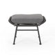 Margo Outdoor Ottoman Set of 2, 24" Black Iron Legs, Gray Cushion